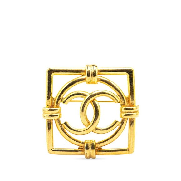 CHANEL Vintage Gold Logo Brooch - Picture 1 of 4